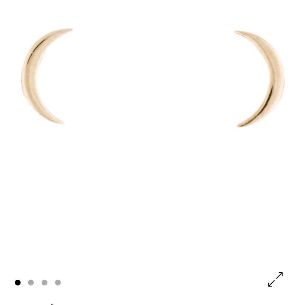 14K Gold Crescent Moon Stud Earrings - Picture 3 of 4